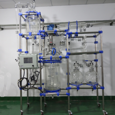 High quality 100L Jacketed glass reactor with PLC control